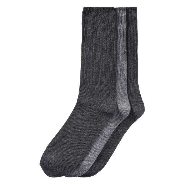 Men's 3-Pack Heavy Weight Crew Socks - Grey Mix